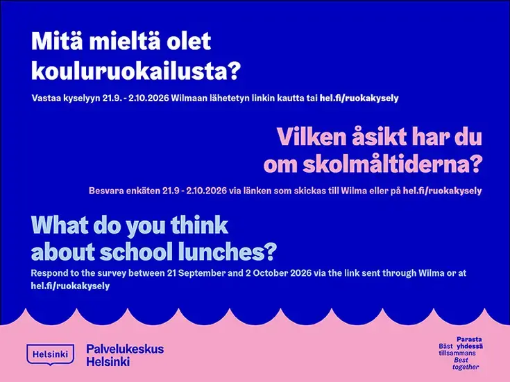 Kouluruokailun palautekyselyn mainos