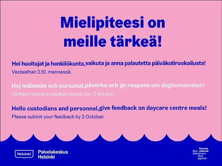 Päiväkotiruokailun palautekyselyn mainos