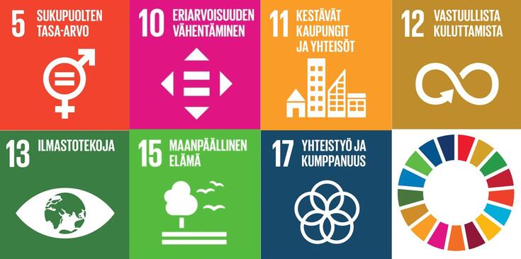 most important UN Sustainable Development Goals (5, 10, 11, 12, 13, 15 and 17) forPalvelukeskus Helsinki